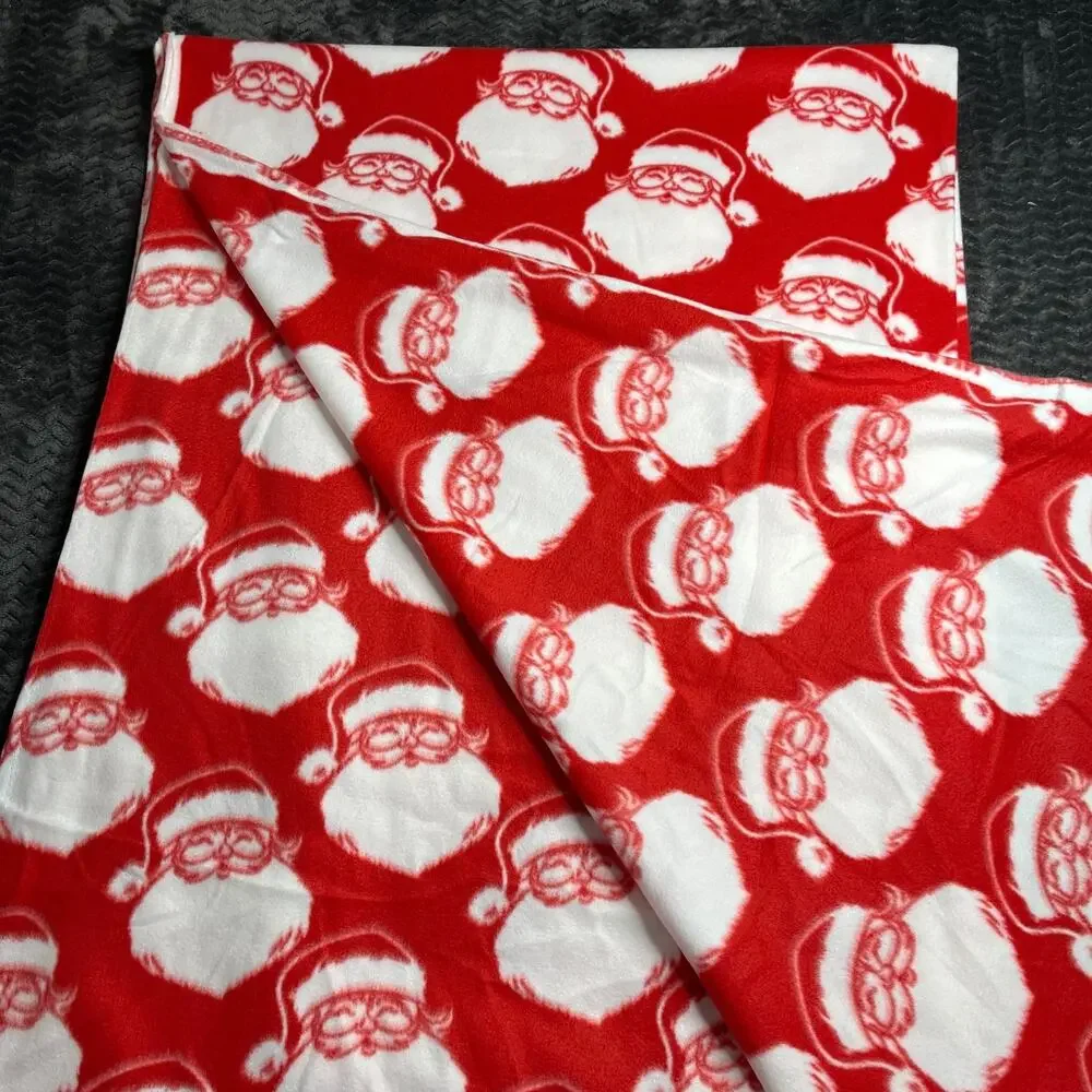 Super Snuggle Flannel Christmas Vtg Santa Face Red White Joann Fabric 84x60